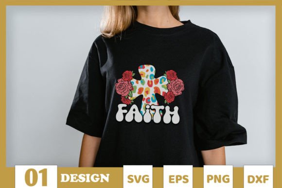 Faith Retro Floral Cross Jesus SVG for T-Shirt Designs