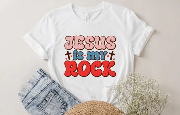 Jesus is My Rock Retro Design T-Shirt Designs