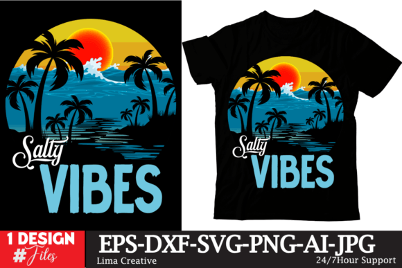 Salty Vibes Retro T-shirt Design